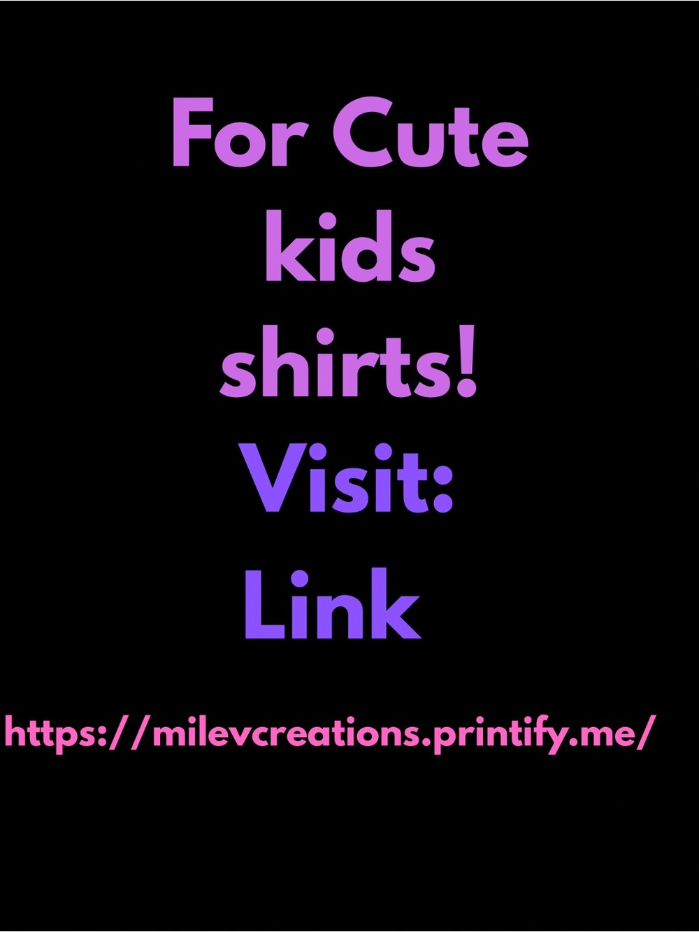 Kids Shirt Graphic Tee — Black with Purple & Pink Text